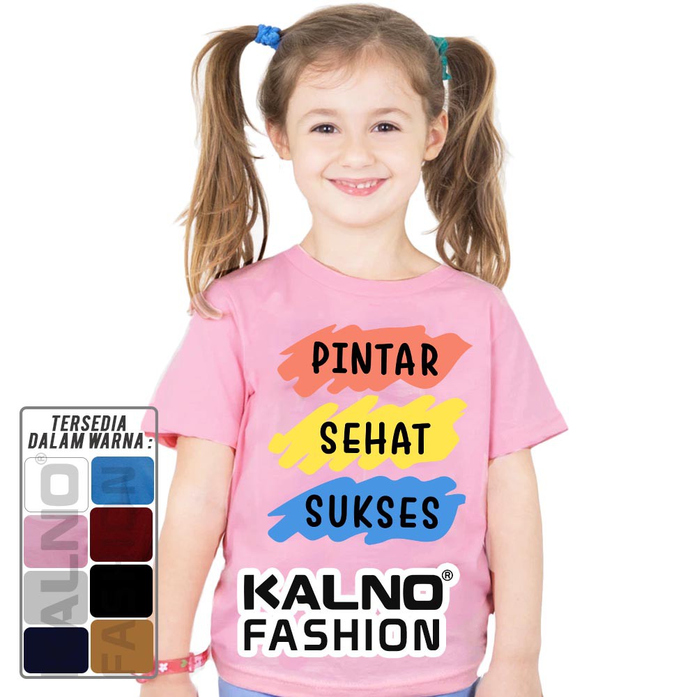 Baju Anak Print pintar sehat sukses 800 - Ukuran S M L XL Bahan Katun polyester