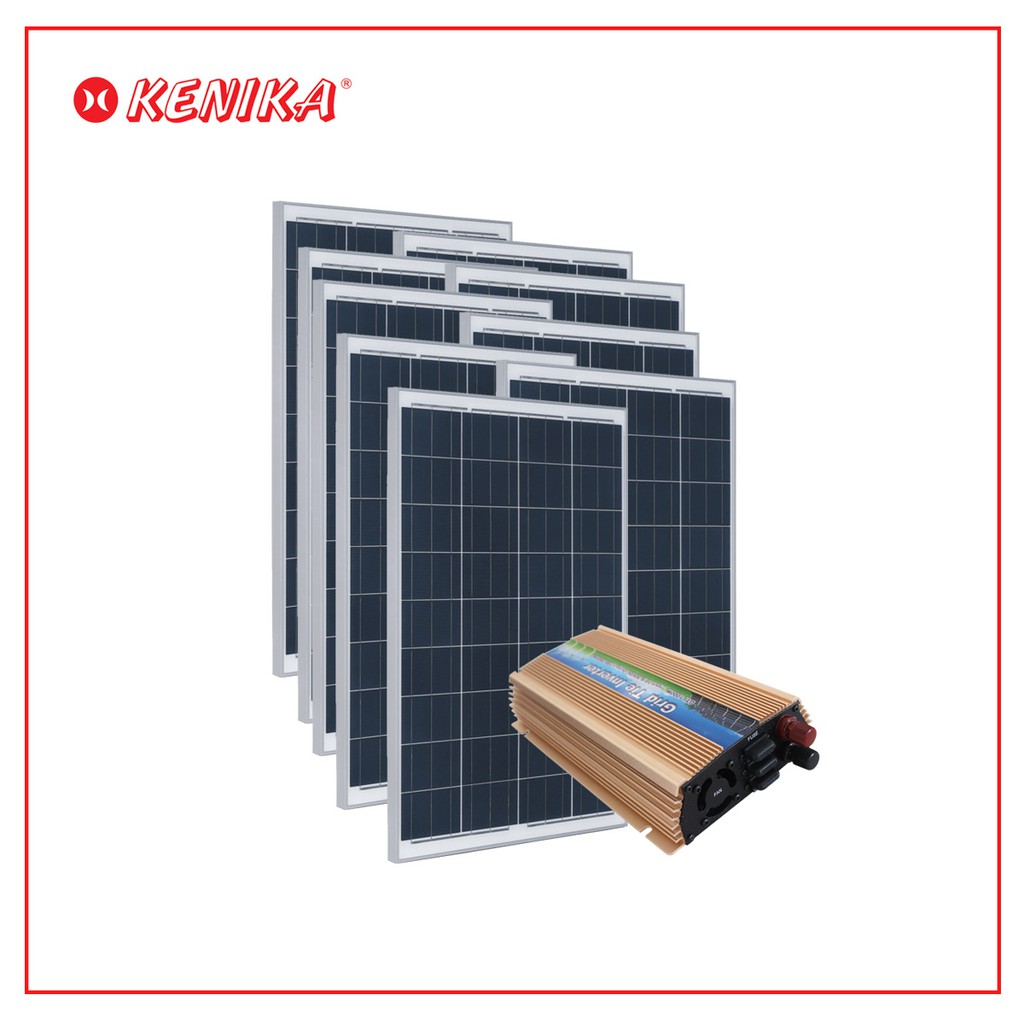 Kenika PA-EX1000 Paket Inverter Grid Tie 1000 Solar Panel 100WP Poly Crystaline