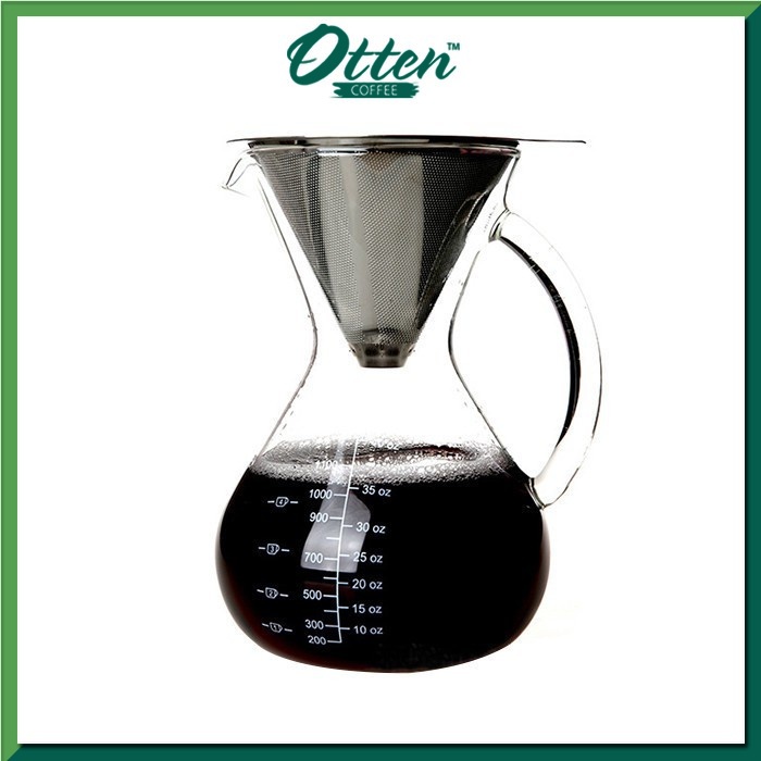 Coffee Glass Dripper with Stainless Steel Filter 1000ml-0