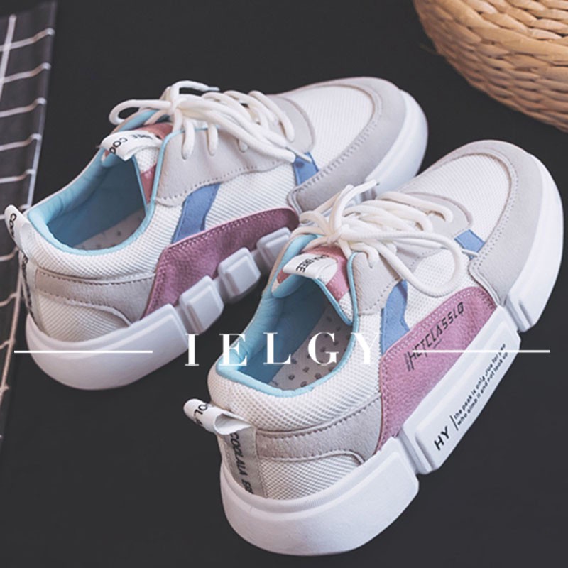 IELGY Sepatu  Sneakers  Bahan Kulit PU Gaya Korea untuk 