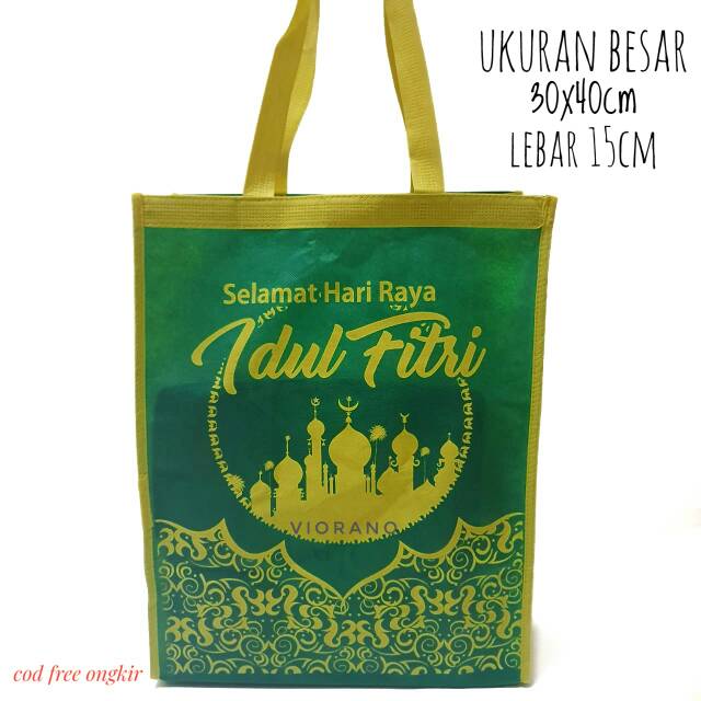 Tas Lebaran Bahan Tebal Tapak Bawah GoodieBag Press Ukuran 30x40cm Tas Belanja Spundbond Full Jahit