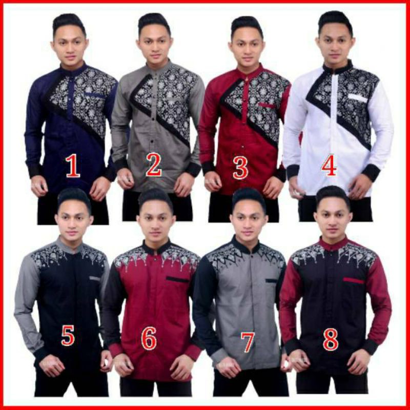 Baju Koko Pria Gus Azmi Syubbanul Muslimin Az zahir Koko Hilwa Koko Kekinian Kombinasi Batik Kemko