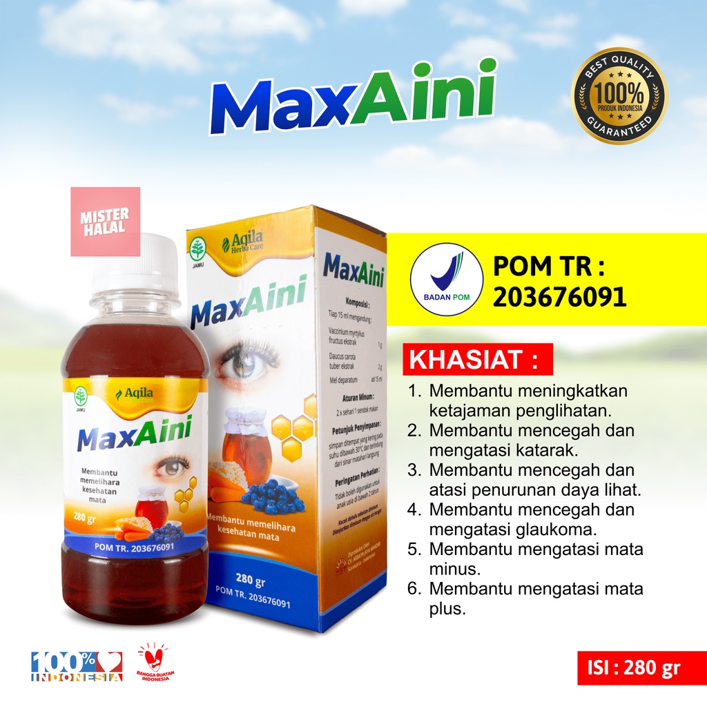 MAXAINI OBAT SEHAT MATA Original Solusi Segala Masalah Mata Asli, Obat Mata Minus, Mata Minus, Mata Merah Berair Katarak Glukoma Rabun Dekat Rabun Jauh 100% Original