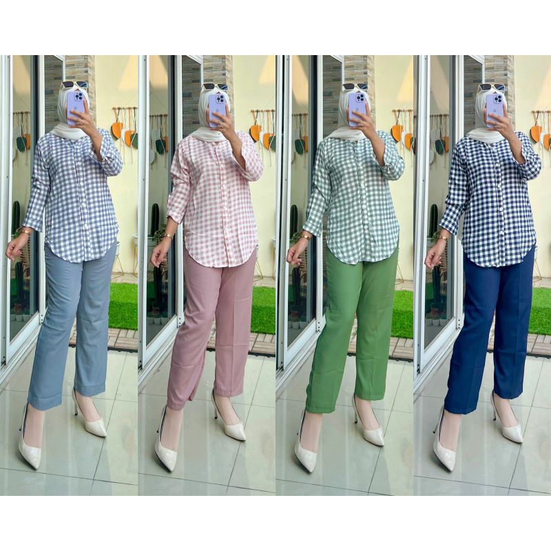 (Bisa COD) Setelan Blouse Wanita Terbaru/Oneset Shakila Bisa Untuk Busui/Setcel Blouse Kemeja dan Ce