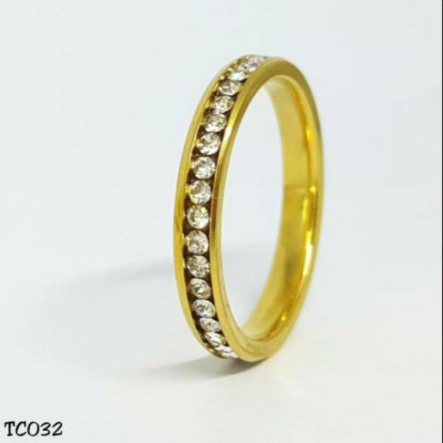 Cincin couple Titanium Stainless steel FULL MATA 1Baris anti karat selamanya Fashion Ring