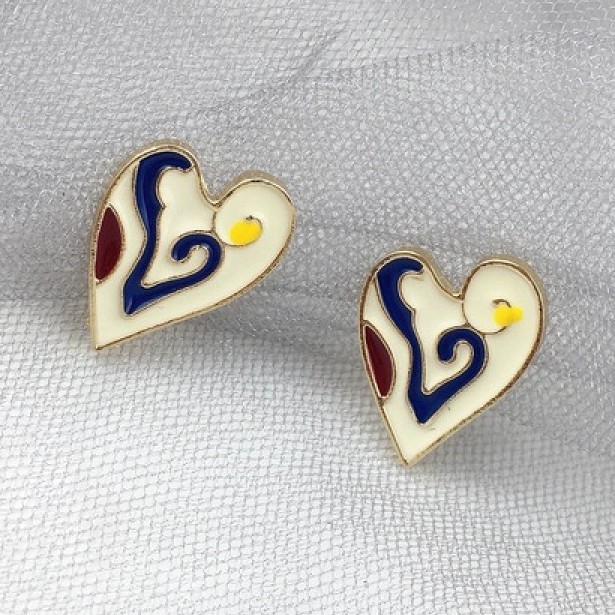 Anting Enamel Bentuk Hati Untuk Wanita