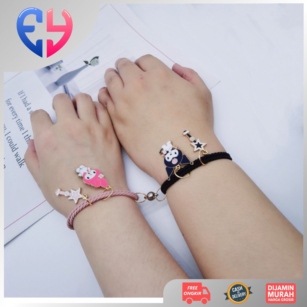 EYSTOR - Gelang Couple Magnet Bestie Cinta 2 Orang Karakter Pasangan Sahabat Bestfriend GLG02
