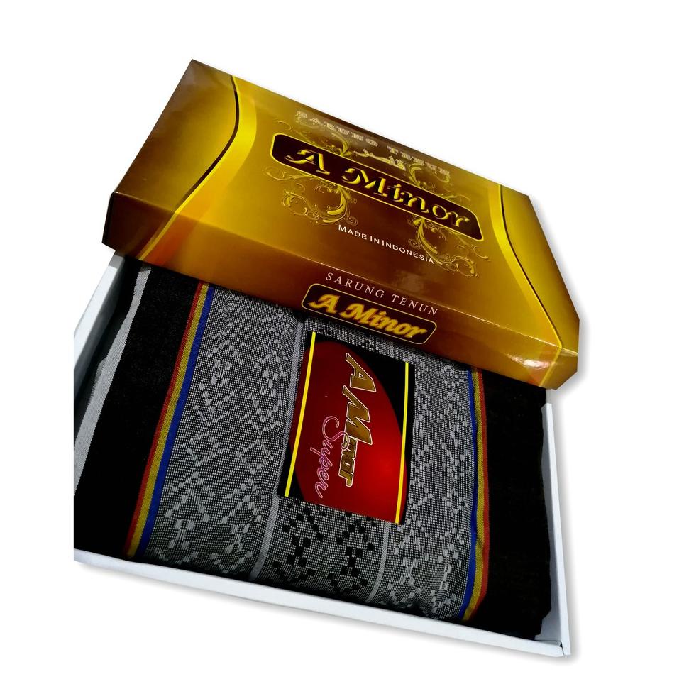 FPQ [COD] sarung dewasa rajut motif songket wadimor bhs atlas mangga gajah duduk hitam abu biru mera