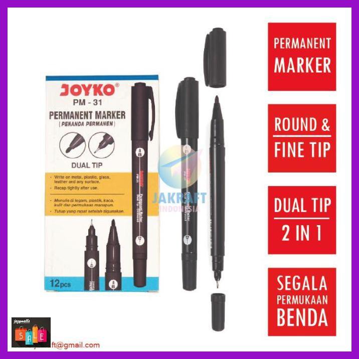 

Silutala- Spidol Permanen Hitam Joyko 2 In 1 Black Permanent Marker Pm-31 -Ori.