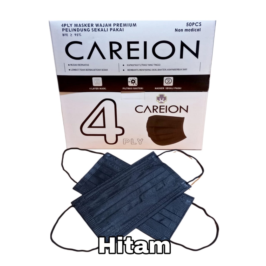 Masker 4ply CAREION isi 50pcs Face Mask 4 Ply - 50pcs Earloop