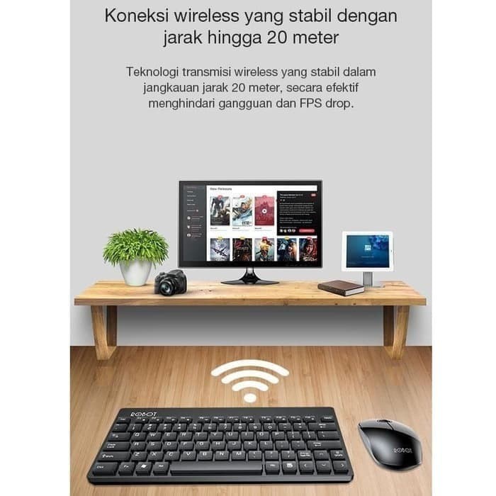 Keyboard Mouse Wireless ROBOT KM3000 Portable Mini Silent Button - DPI 1600