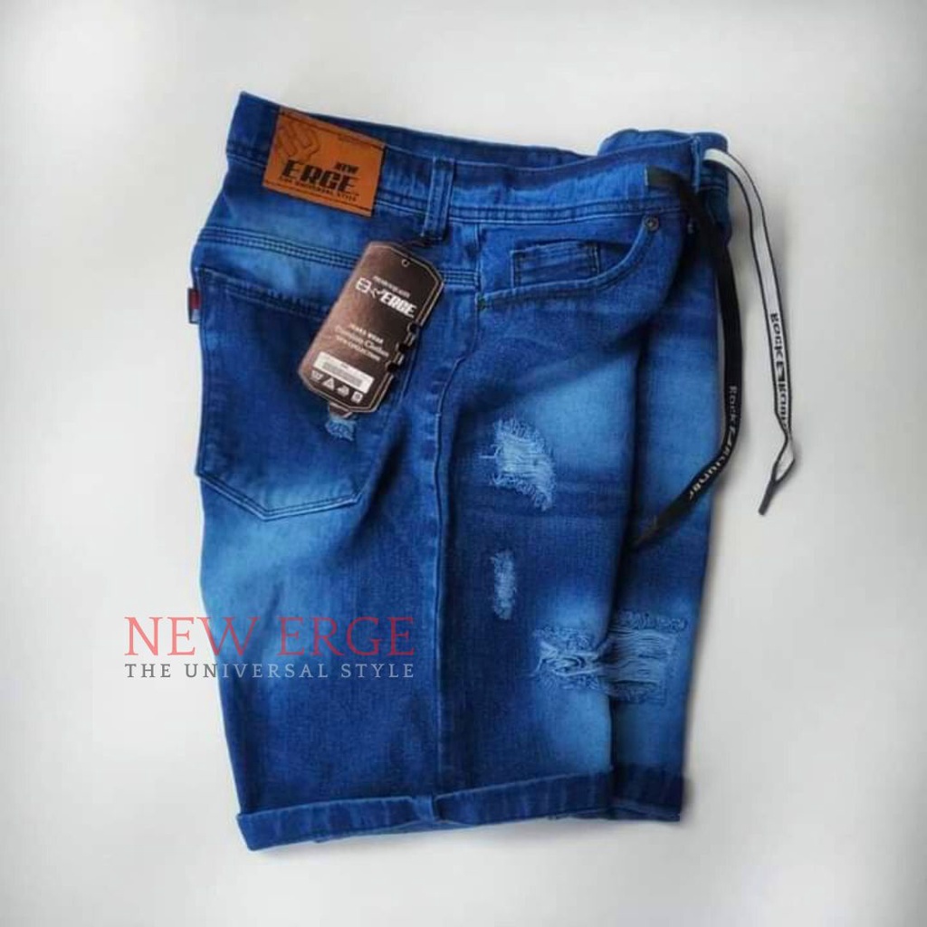 Celana pendek jeans pria sobek distro original jumbo big size 32 - 44