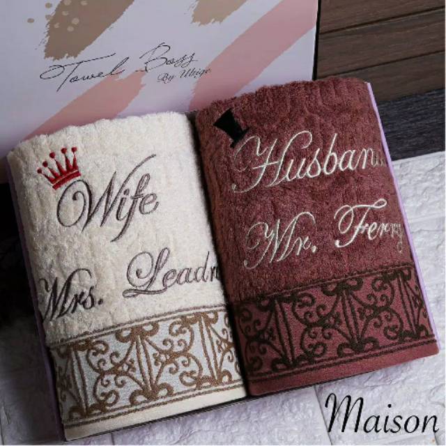 Handuk couple/handuk ukir nama
