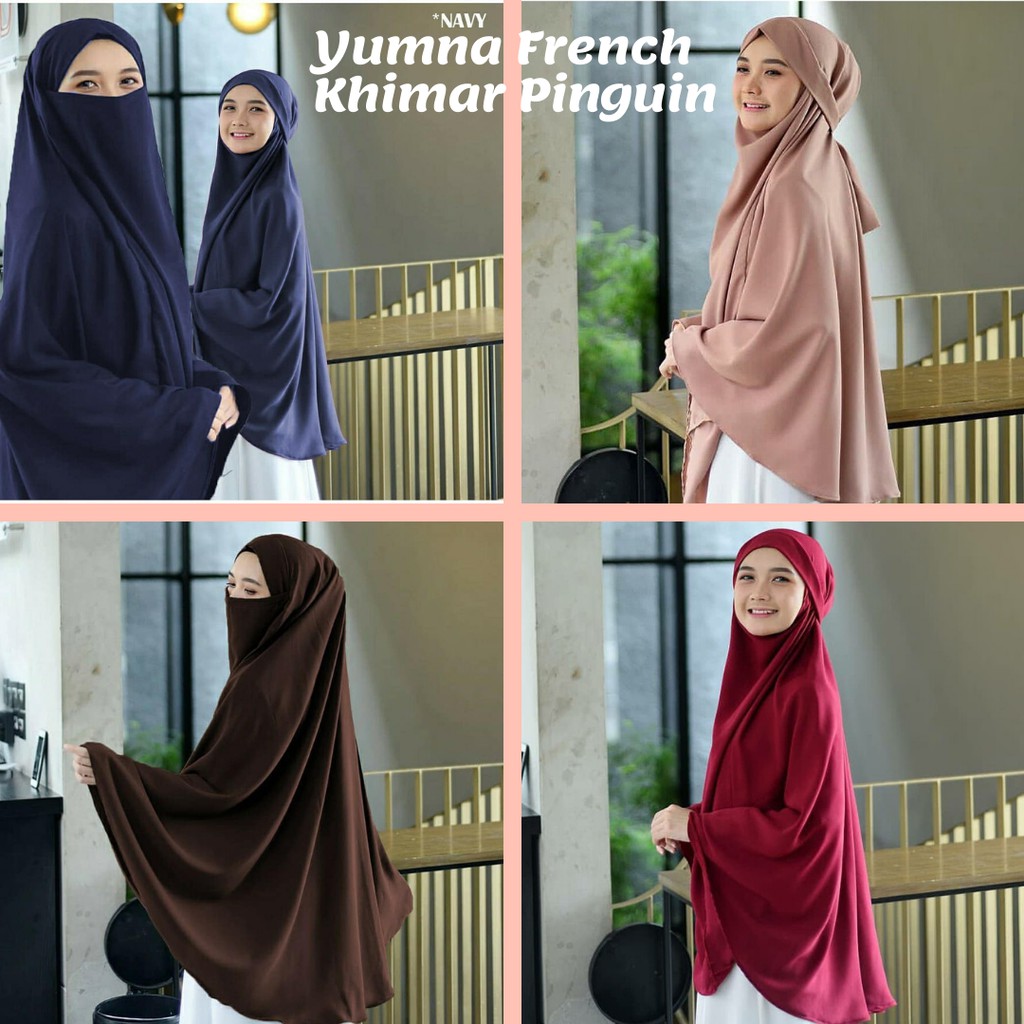 French Khimar Niqab Pinguin Tanpa Lengan yumna Syari Jumbo uk 100x120 Bahan Diamond Issabel Premium-2