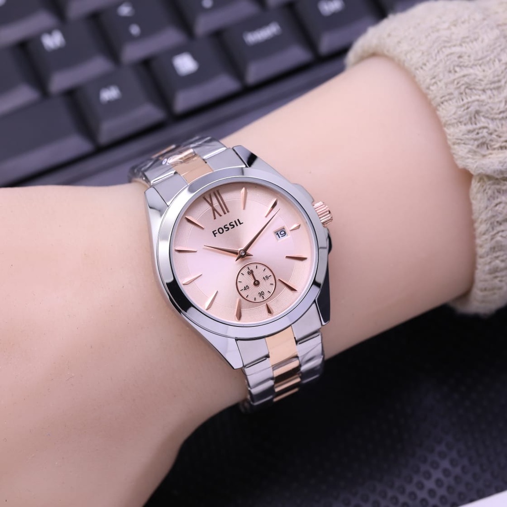 Grosiran Jam Tangan Wanita 35100TL Analog Strap Stainless Steel Tanggal Aktif Free Box Jam Tangan (COD)