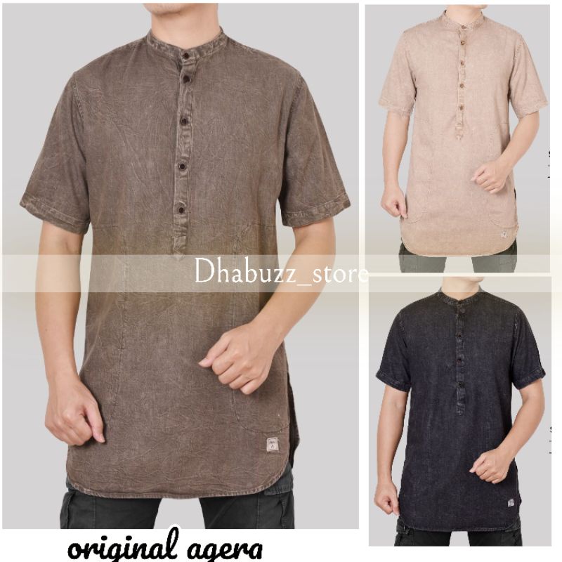 BAJU KURTA KEMEJA KOKO PRIA LENGAN PENDEK COTTON JF DENIM LIMITED ONLY SAJUAK &amp; AGERA VINTAGE