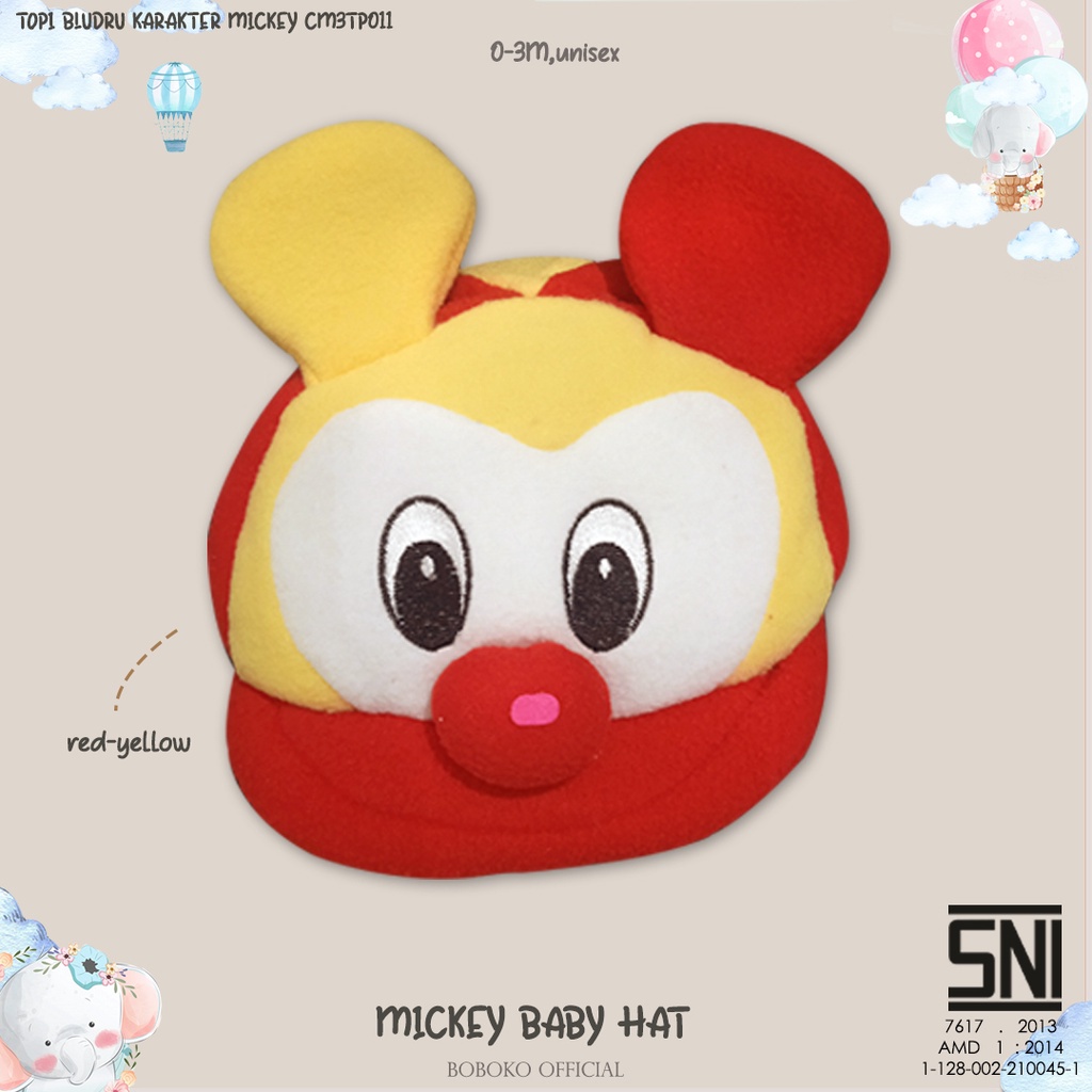 BOBOKO Topi Bayi Karakter Mckey 0-3bulan