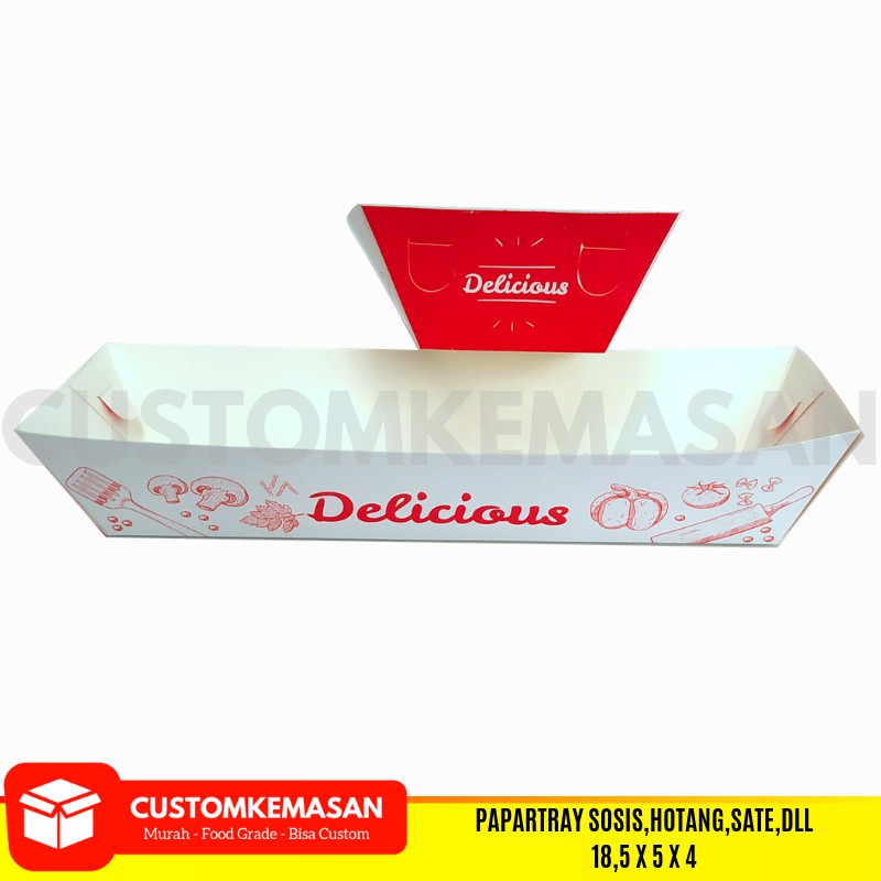 Jual Paper Tray Sosis, Dus Sosis, Kemasan Sosis, Tempat Sosis, Wadah