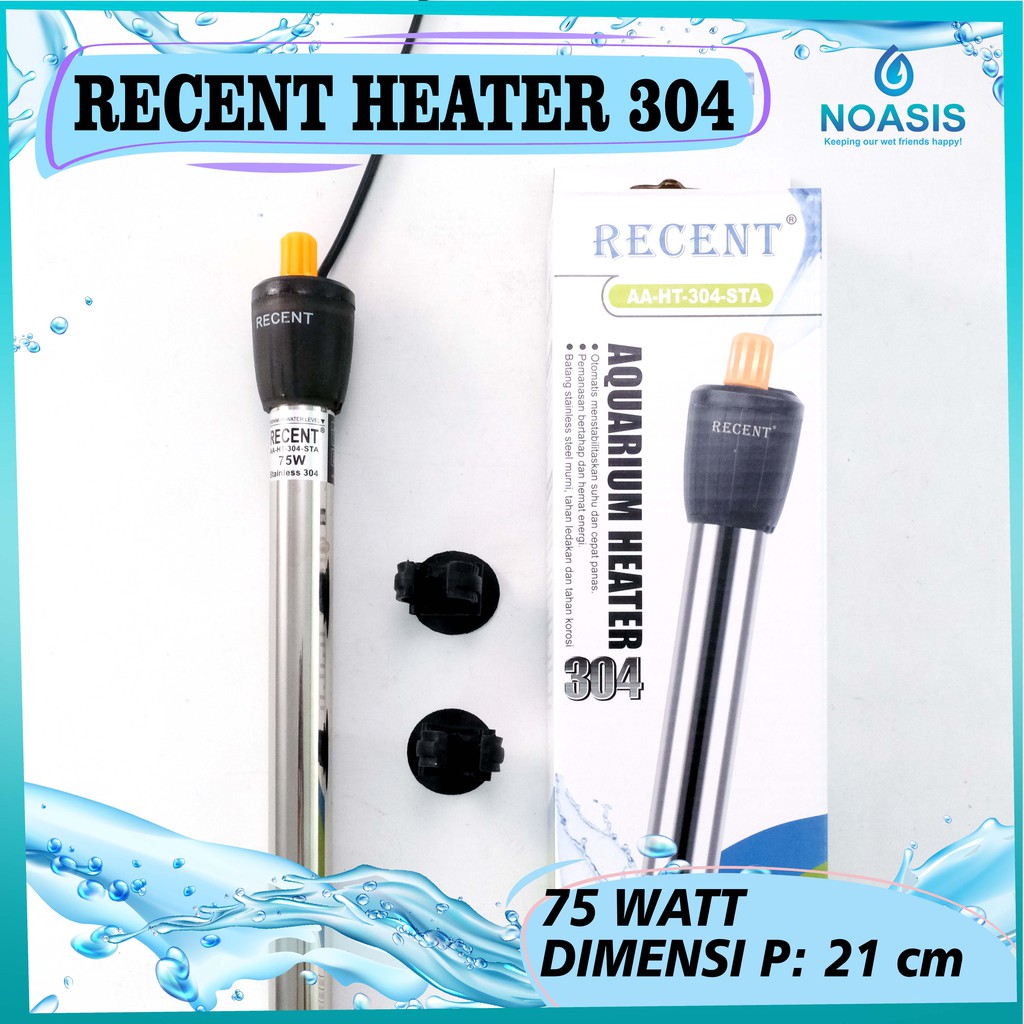 HEATER AQUARIUM RECENT AA-HT-304 STAINLESS 75 WATT PENGHANGAT AIR