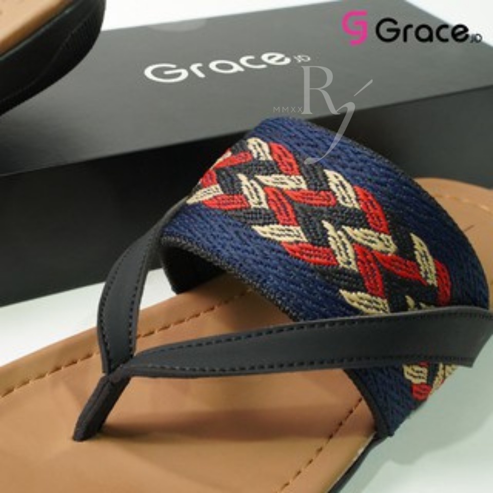 GRACE [ATR TIPIS] Sandal Cewek Turki Slop Japit/ Sendal Wanita Rajut/ Sandal Perempuan Teplek