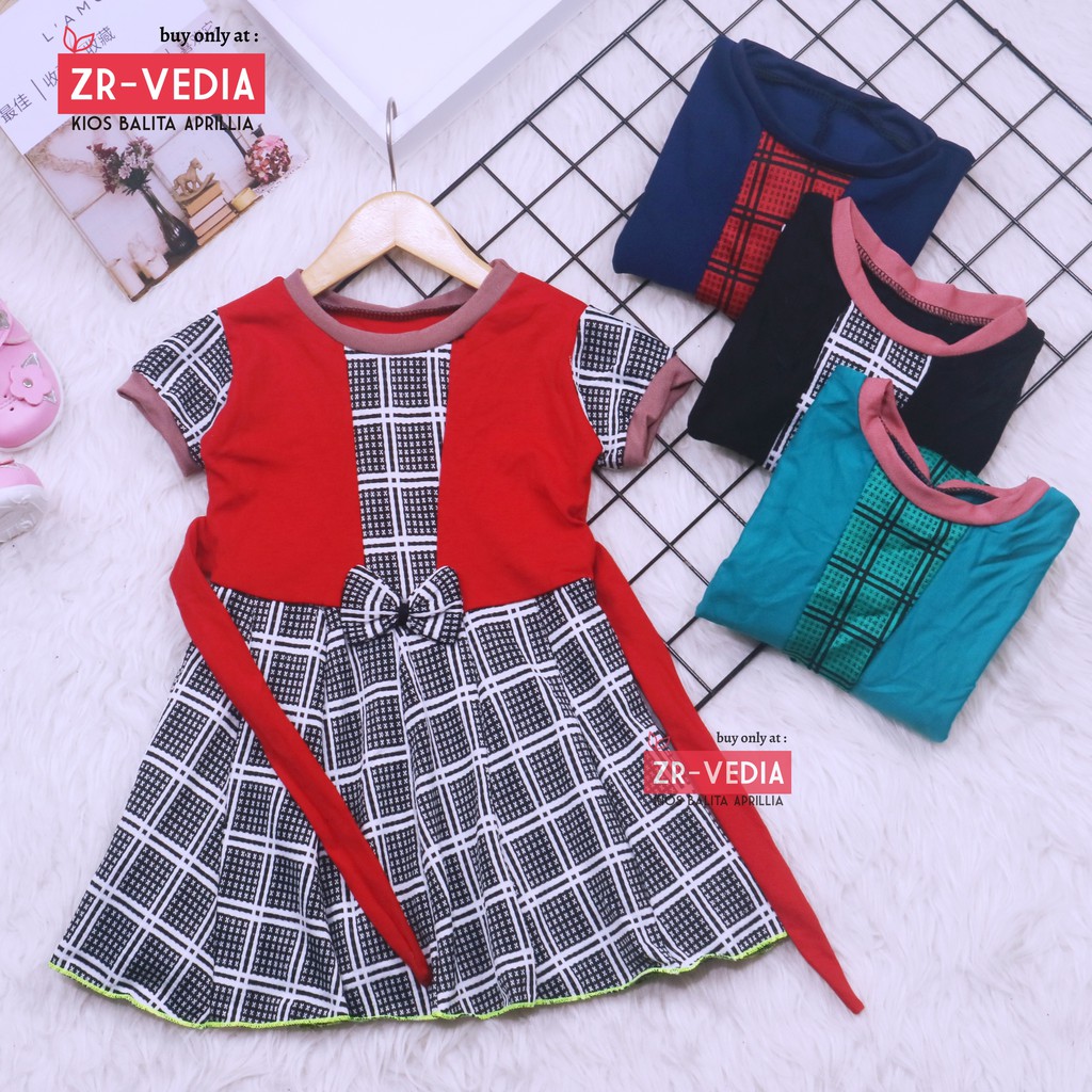 Dress Mikhayla size Bayi - 2 Tahun / Dres Anak Perempuan Baju Import Murah Gaun Motif Terbaru Adem