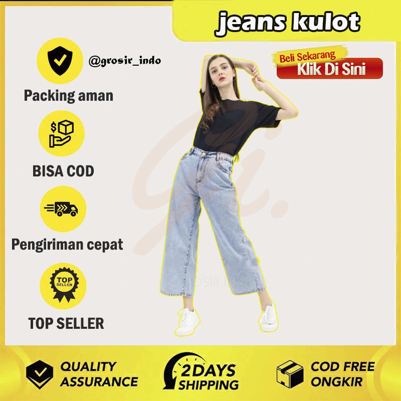 COD celana kulot kullot jeans celana wanita jeans jins jeans kulot hight waist hw boyfriend jumbo ko