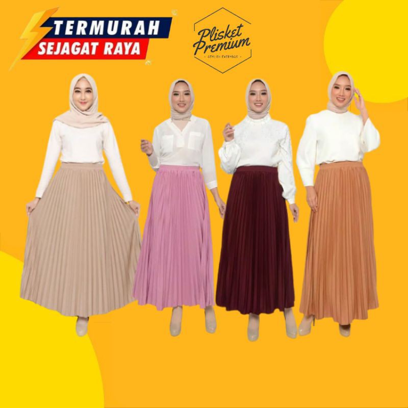 Rok Plisket Mayung Jumbo / Rok Plisket Hitam Putih Grey Milo Navy Army / Rok Plisket