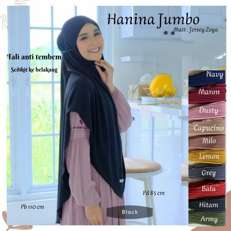 An-nikmah Hijab Hanina Jumbo Bahan Jersey Zoya Jilbab Bergo Syar'i Non Pet Kerudung Instan