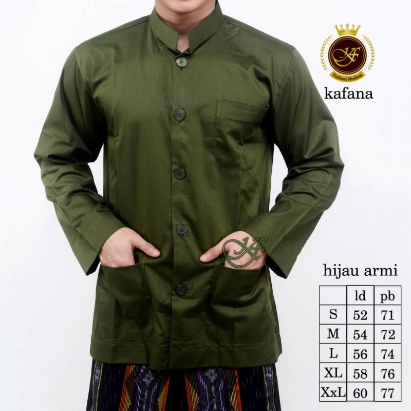 Jasko Pria Toyobo Tojiro Koko Panjang Hijau Army
