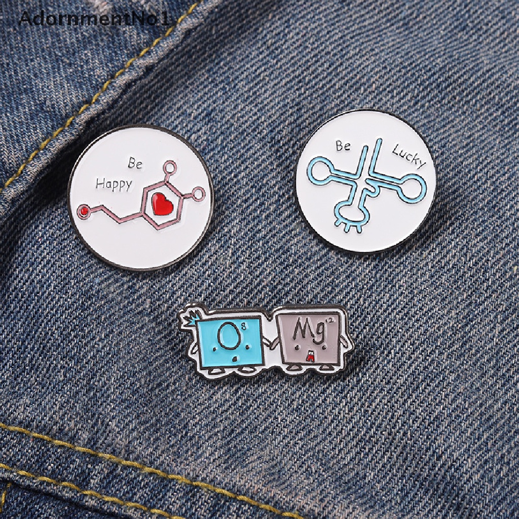 (AdornmentNo1) Bros Pin Enamel Desain Molekul Kimia Element OMG Lucky