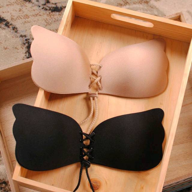 Bra push up CUP A B C beige black tempel backlees tanpa tali invisible