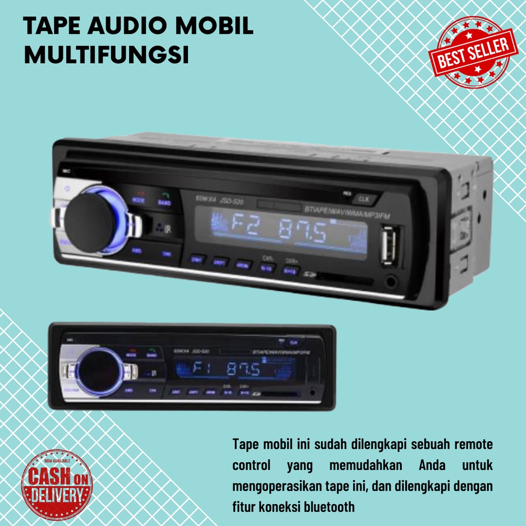 Tape Audio Mobil Multifungsi (FREE BUBBLE) - Bluetooth USB MP3 FM Radio - JSD-520