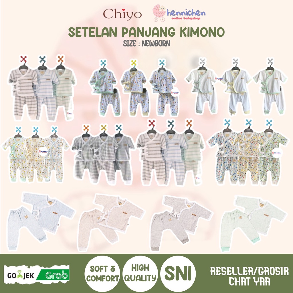 SUPER LEMBUT CHIYO Setelan KIMONO Bayi Celana Panjang Motif / Polos Ukuran 0-3 Bulan SNI