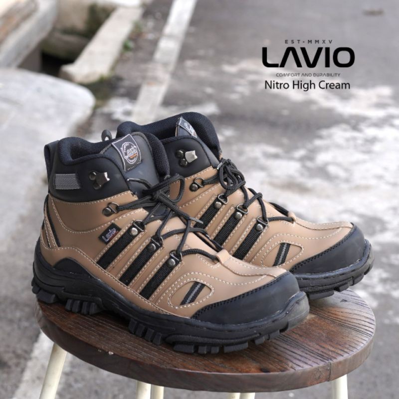 Lavio Nitro High Sepatu Safety Boots Pria Sol Karet Lentur Anti Licin