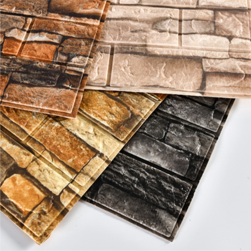 wallpaper dinding 3d foam bata//wallpaper dinding 3d ukuran 70x77cm 3mm-5mm