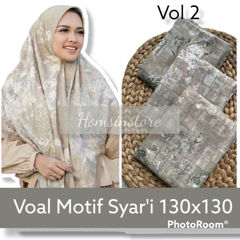 HS Kerudung Segi Empat Voal Motif Jumbo 130x130