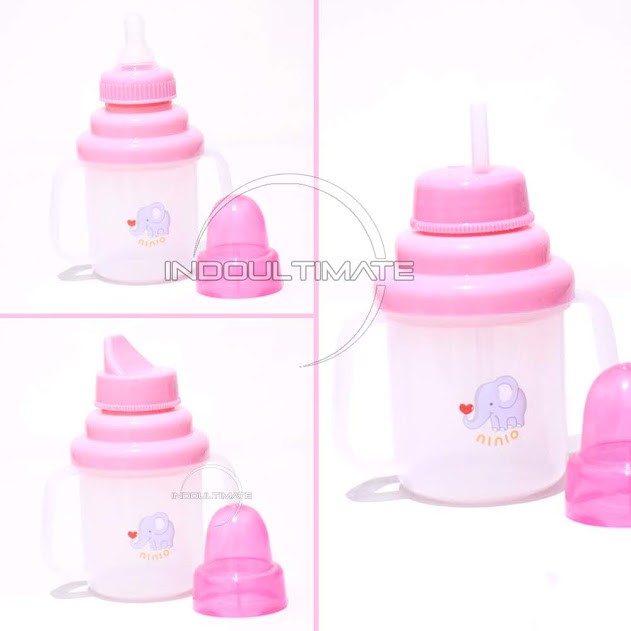 Botol Minum Bayi Training Cup 3in1 Ninio Dot Baby Botol Bayi Tempat Minum Bayi BY BTL-08