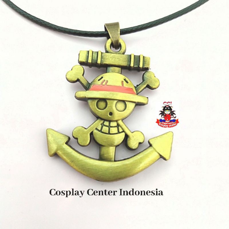 Kalung Anime One Piece Luffy Liontin Bentuk Logo One Piece Anime Jepang Kalung Tengkorak One Piece