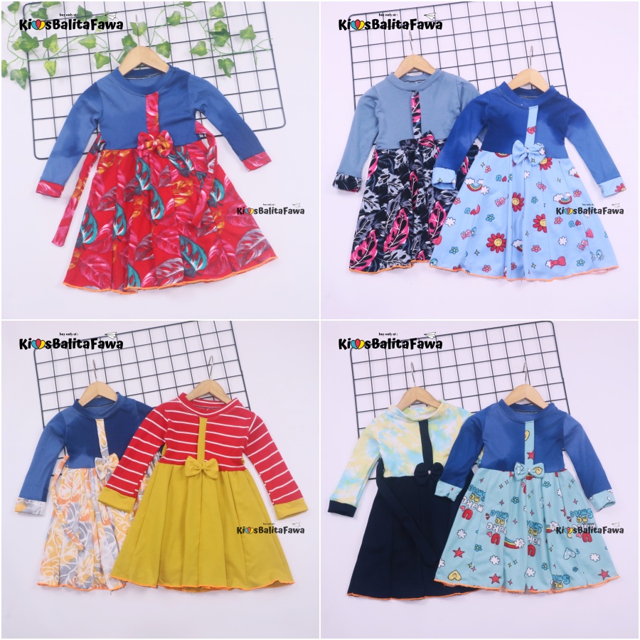 Dress Valencia 1-2 Tahun / Dres Anak Lengan Panjang Pesta Baju Perempuan Fashion Kids Motif Adem babycinnamon