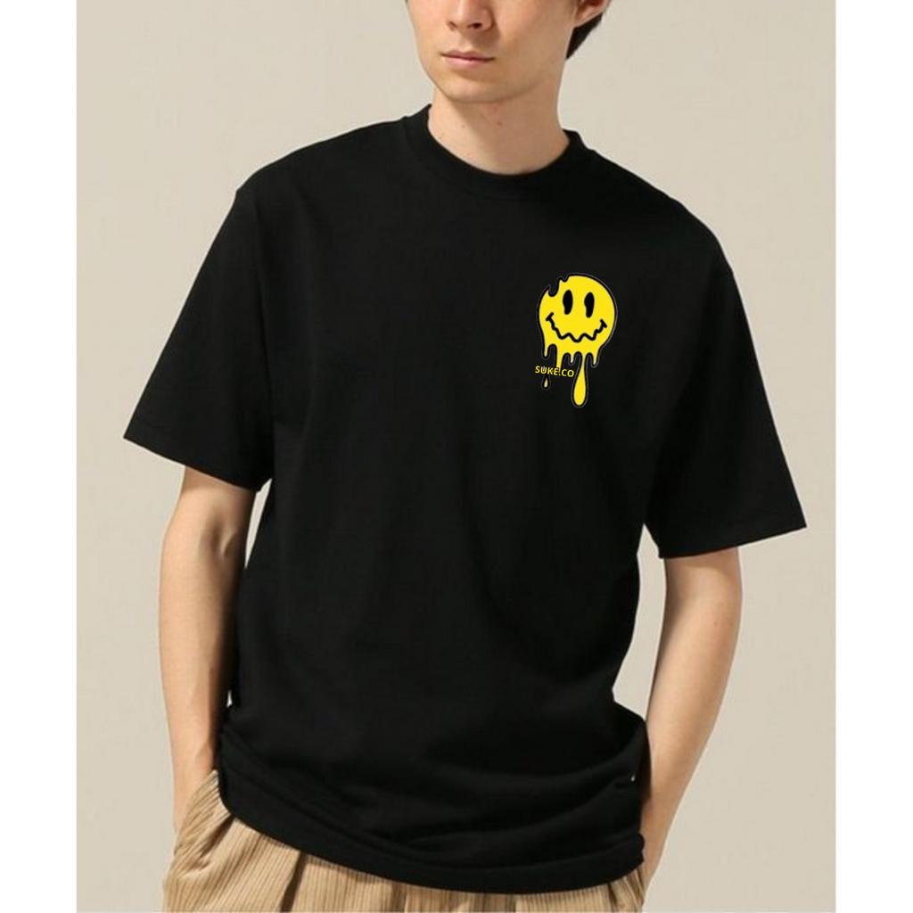 Baju Kaos Pria Hitam Yellow Smile / T-shirt Distro Casual Premium / Kaos Pria lengan Pendek