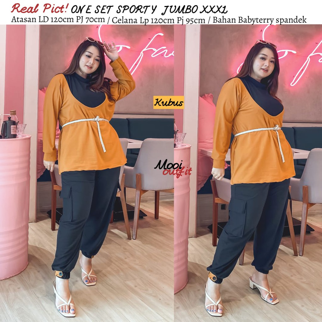 Stelan Jumbo Sporty Kaos Kualitas Super One Set Sporty Kaos Jumbo Stelan Santai Jumbo Xxxl Big Size