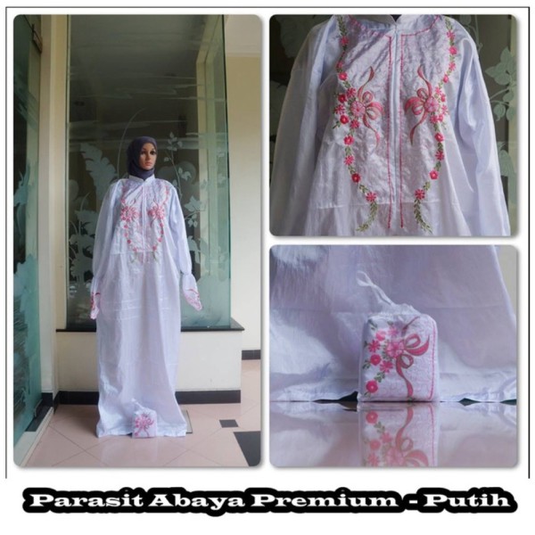 ABAYA Parasit TANPA - KEPALA. Travellingg Mukena Unik Putih PREMIUM Murah