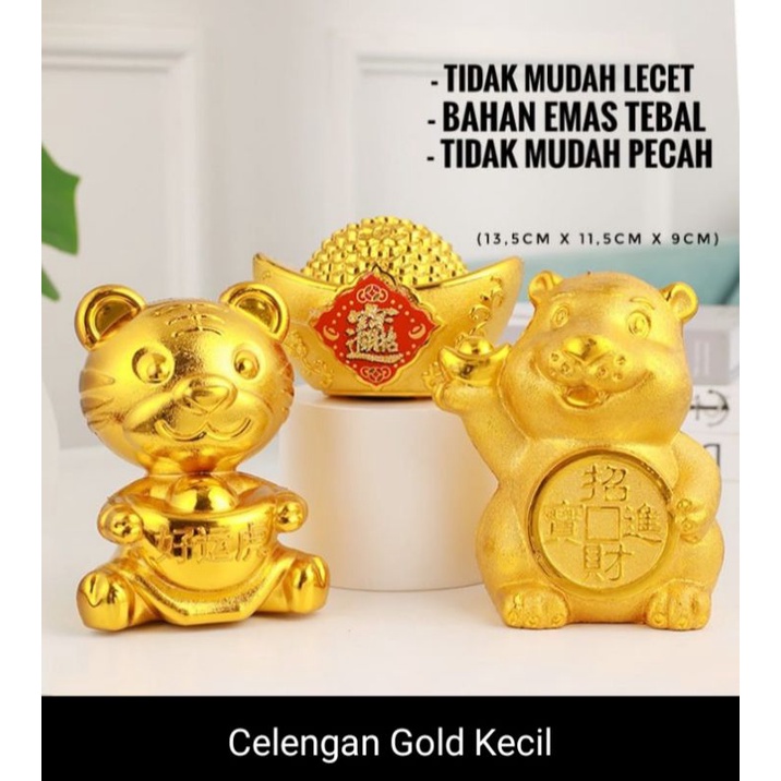 Celengan gold kecil pajangan dekorasi imlek 2022