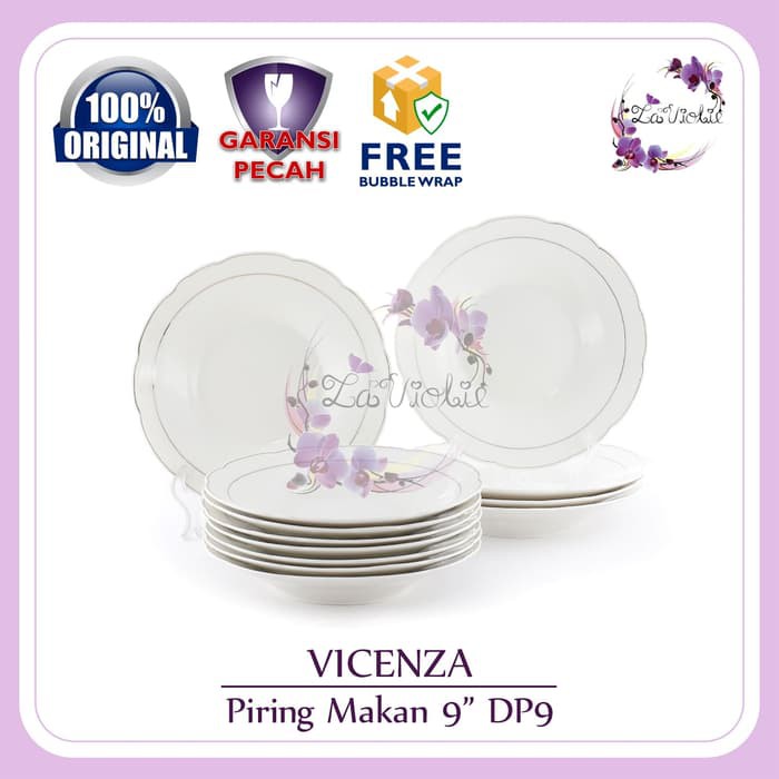 Piring Makan 1 Set VICENZA DP9 Piring Makan Vicenza Garis Emas
