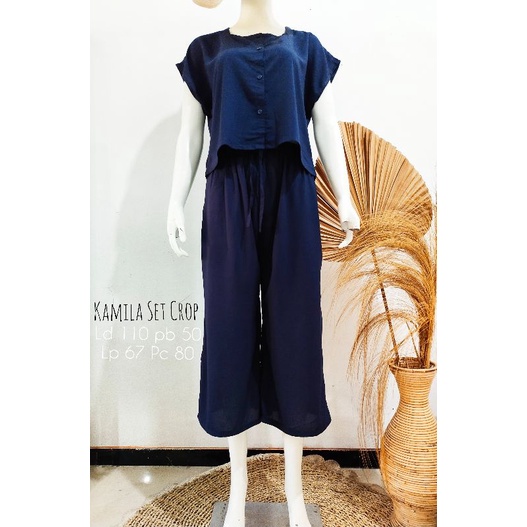 KAMILA SET CROP FULL KANCING/SETELAN KULOT RAYON POLOS