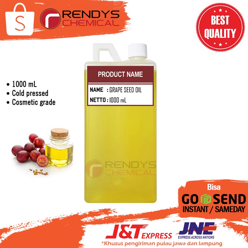 100% Pure Grape Seed Oil 1 Liter - Minyak Biji Anggur Murni 1 Liter - Cold Pressed