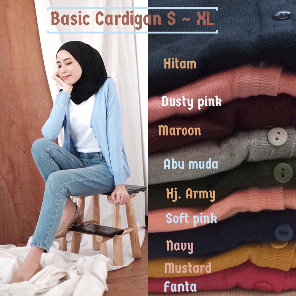 Cardigan Basic Rajut Benang Spandek Bukan Wool S Xl Cardi Halus Lembut Realpict Banyak Warna Shopee Indonesia