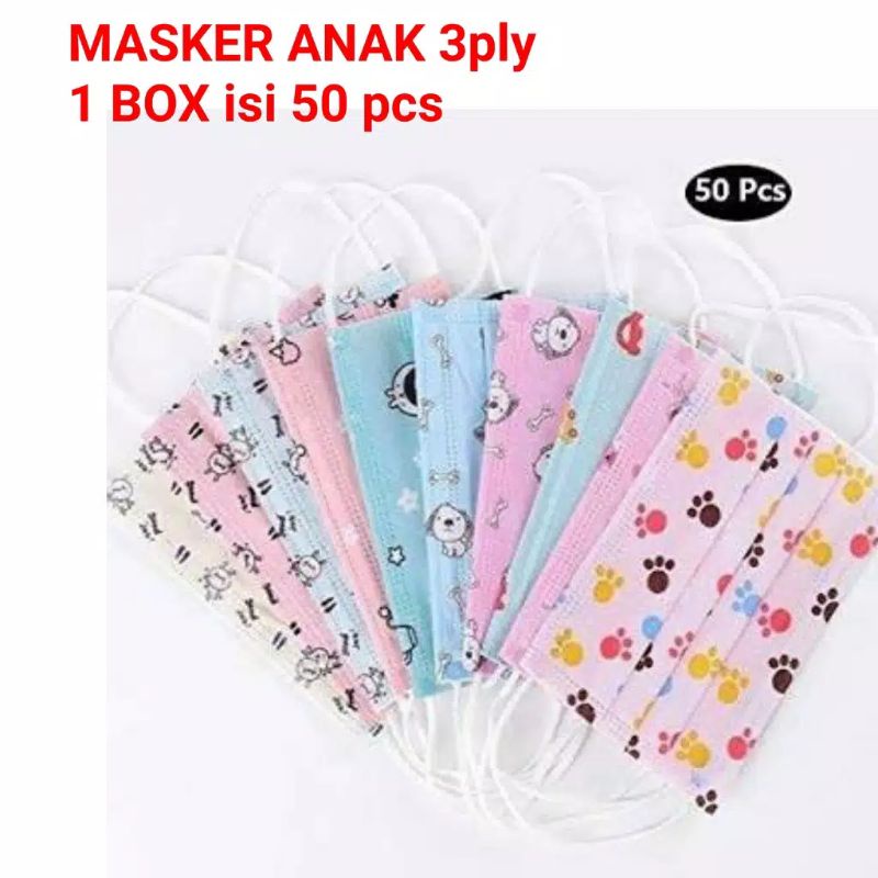 MASKER ANAK EARLOOP / MAKSER EARLOOP ANAK 3PLY KARAKTER ISI 50 PCS MURAH!!!