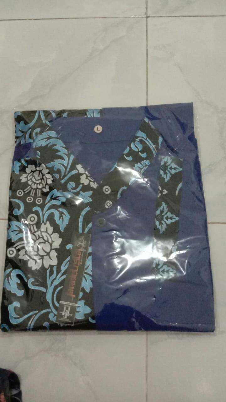 Koko Lengan Panjang Kombinasi Batik Pekalongan Ft Blue