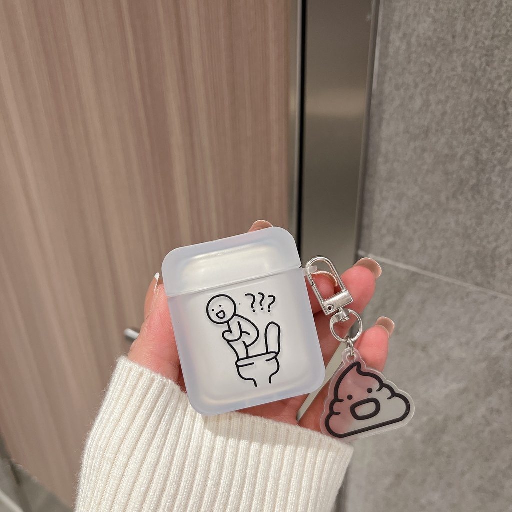 Spoof Doodle Wireless Bluetooth Earphone Soft Matte Case Cover Untuk Airpods1 2 3 PRO 2 PRO2 Pelindung Tahan Guncangan Dengan Liontin